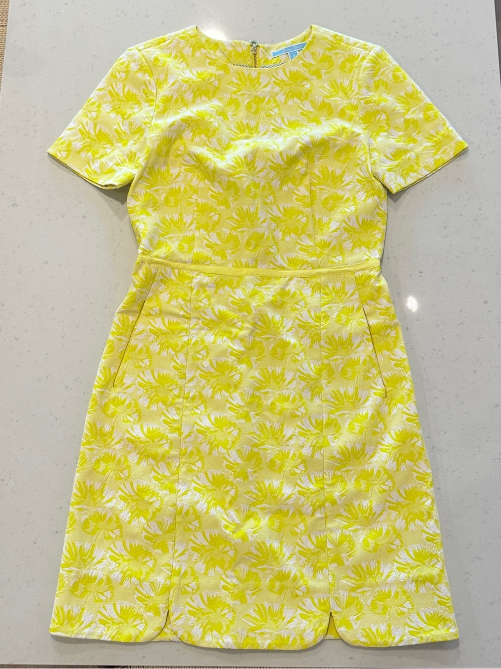 Draper James Yellow Floral Dress Size 2 Cocktail Formal Office Colorful Summer